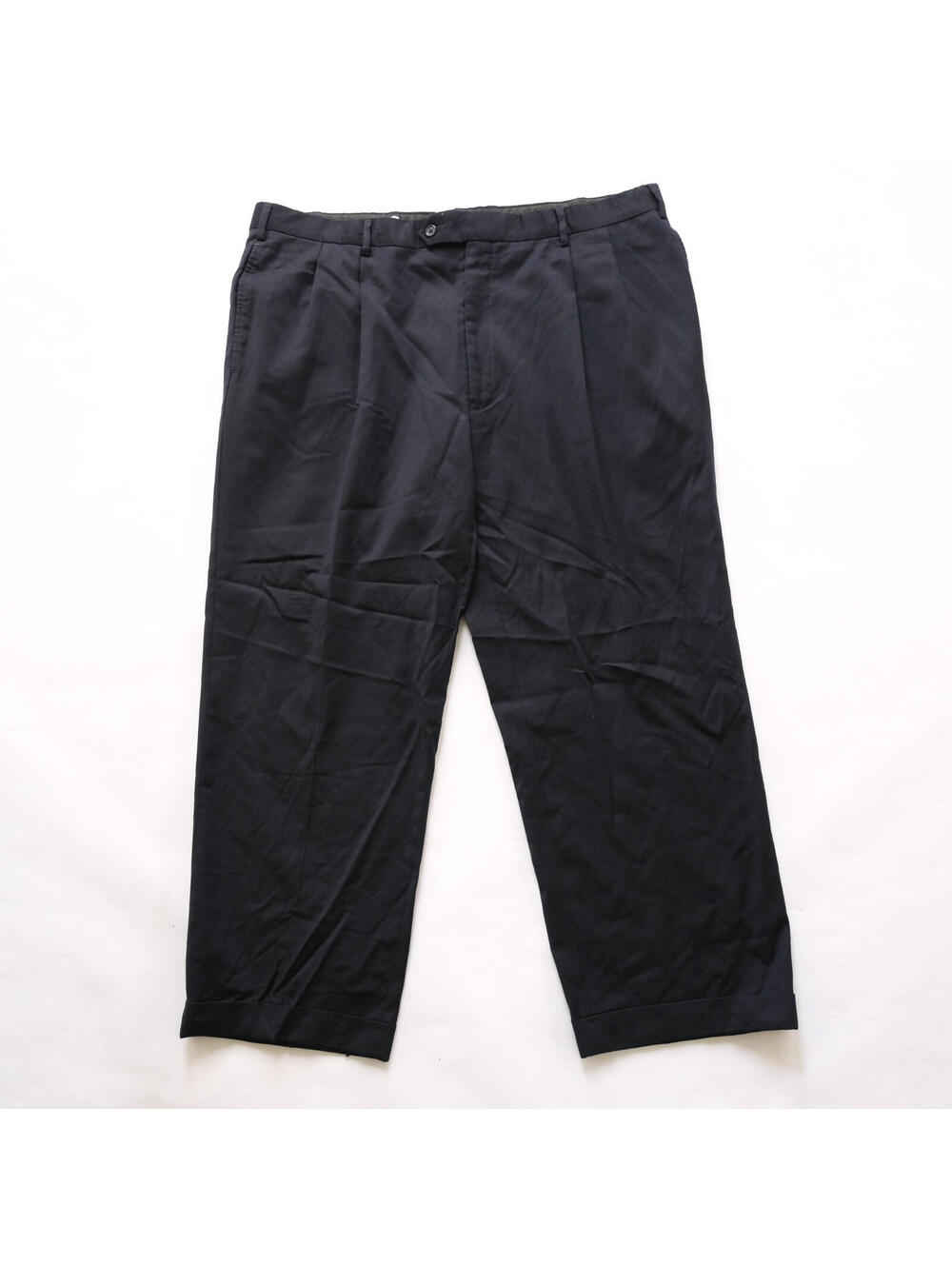 Jos A Bank 40Reg Navy Blue Pleated Cuffed 100% Wool Mens Dress Pants 40x27